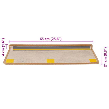 Tapetes escada adesivos aspeto sisal 30 pcs 65x21x4 cm laranja