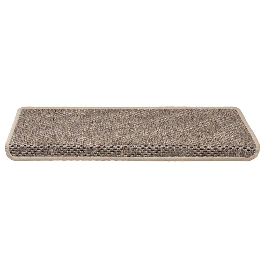 Tapetes escada adesivos aspeto sisal 30pcs 65x21x4 bege-escuro