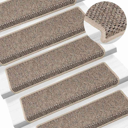 Tapetes escada adesivos aspeto sisal 30pcs 65x21x4 bege-escuro