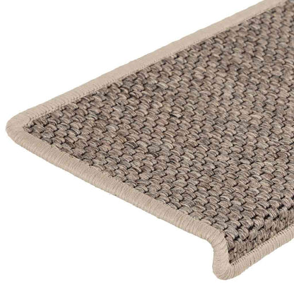 Tapetes escada adesivos aspeto sisal 30pcs 65x21x4 bege-escuro