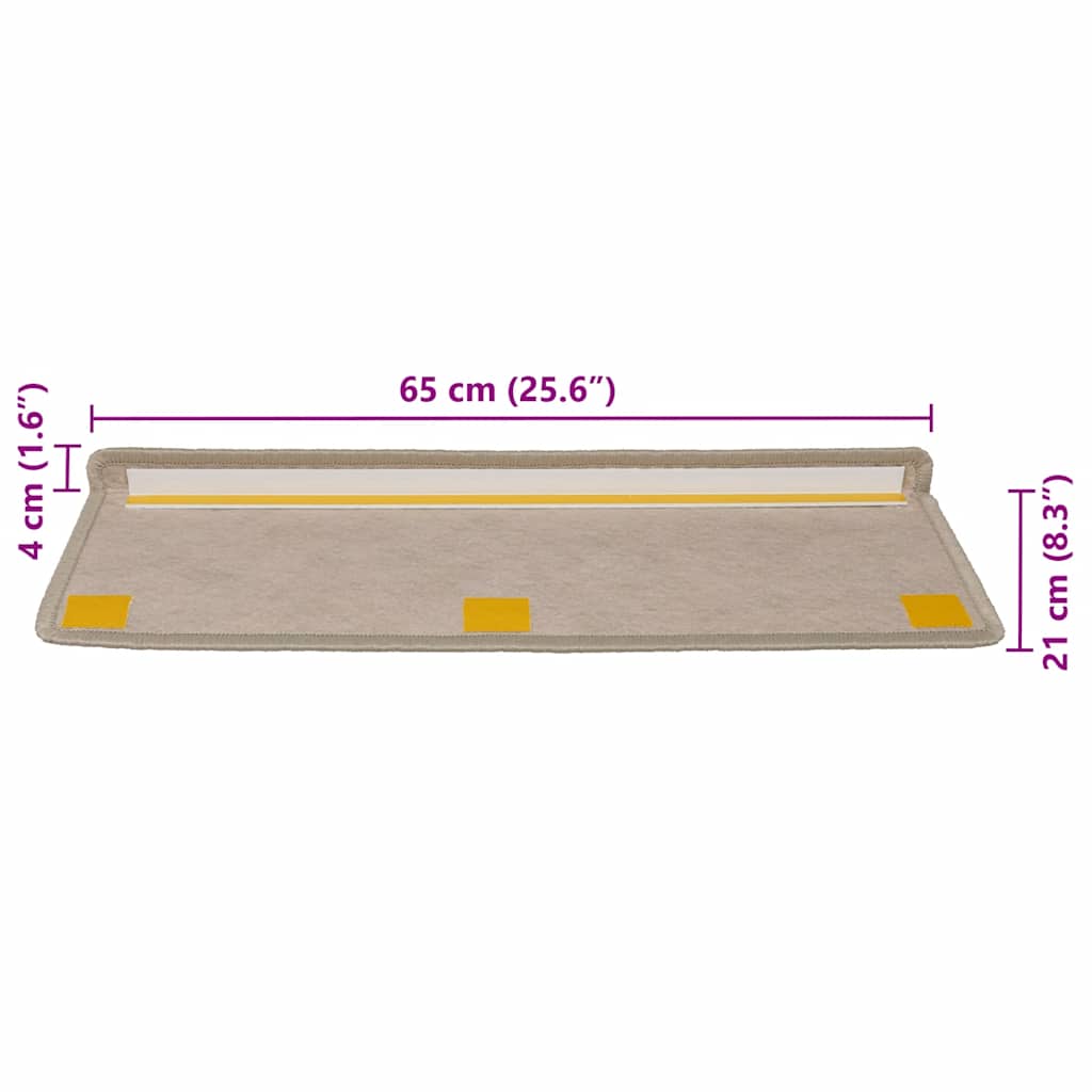 Tapetes escada adesivos aspeto sisal 30pcs 65x21x4 bege-escuro