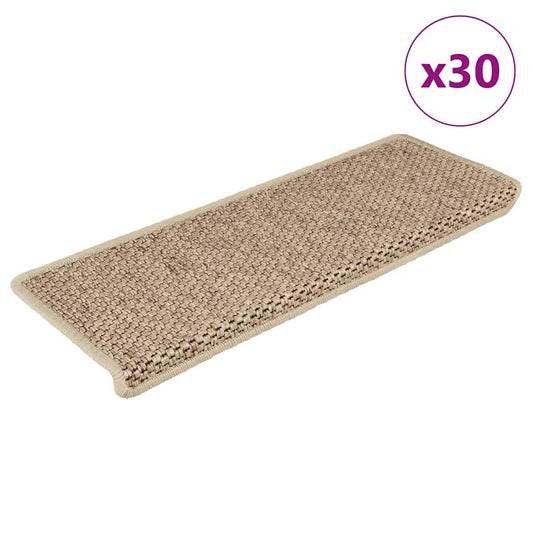 Tapetes escada adesivos aspeto sisal 30pcs 65x21x4cm cor areia