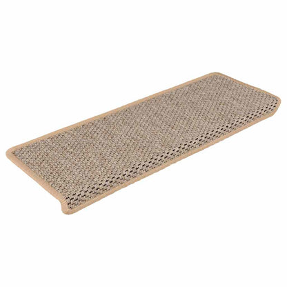 Tapetes escada adesivos aspeto sisal 30pcs 65x21x4cm bege-claro