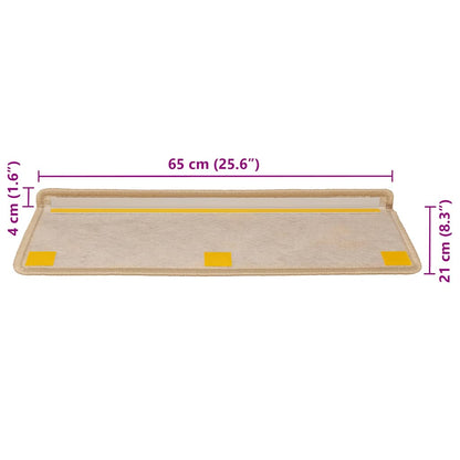 Tapetes escada adesivos aspeto sisal 30pcs 65x21x4cm bege-claro