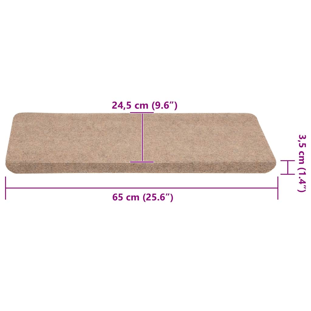 Tapetes de escada adesivos 30 pcs 65x24,5x3,5 cm bege