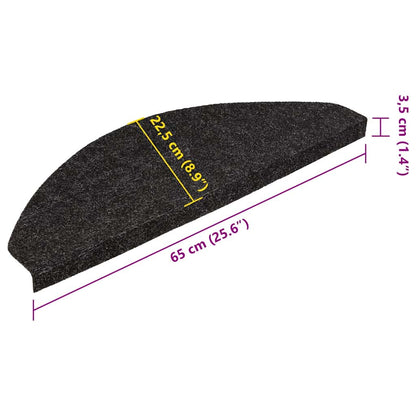 Tapetes de escada adesivos 30 pcs 65x22,5x3,5 cm antracite