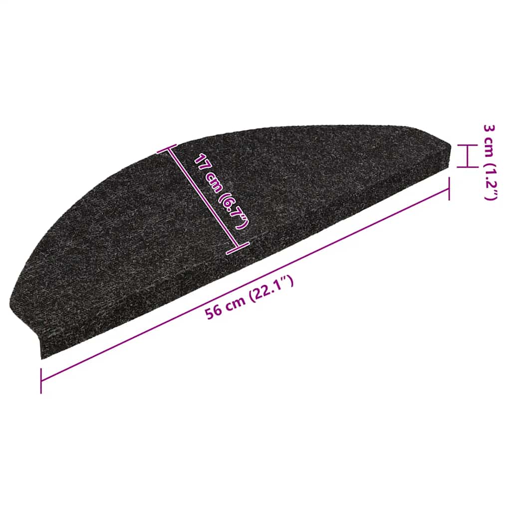 Tapetes de escada adesivos 30 pcs 56x17x3 cm preto