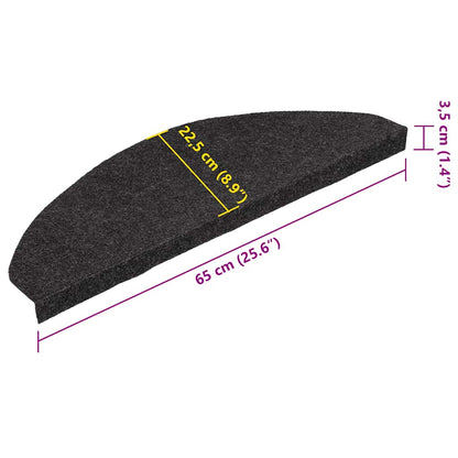 Tapetes de escada adesivos 30 pcs 65x22,5x3,5 cm preto