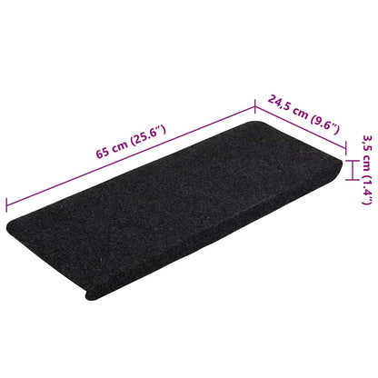 Tapetes de escada adesivos 30 pcs 65x24,5x3,5 cm preto