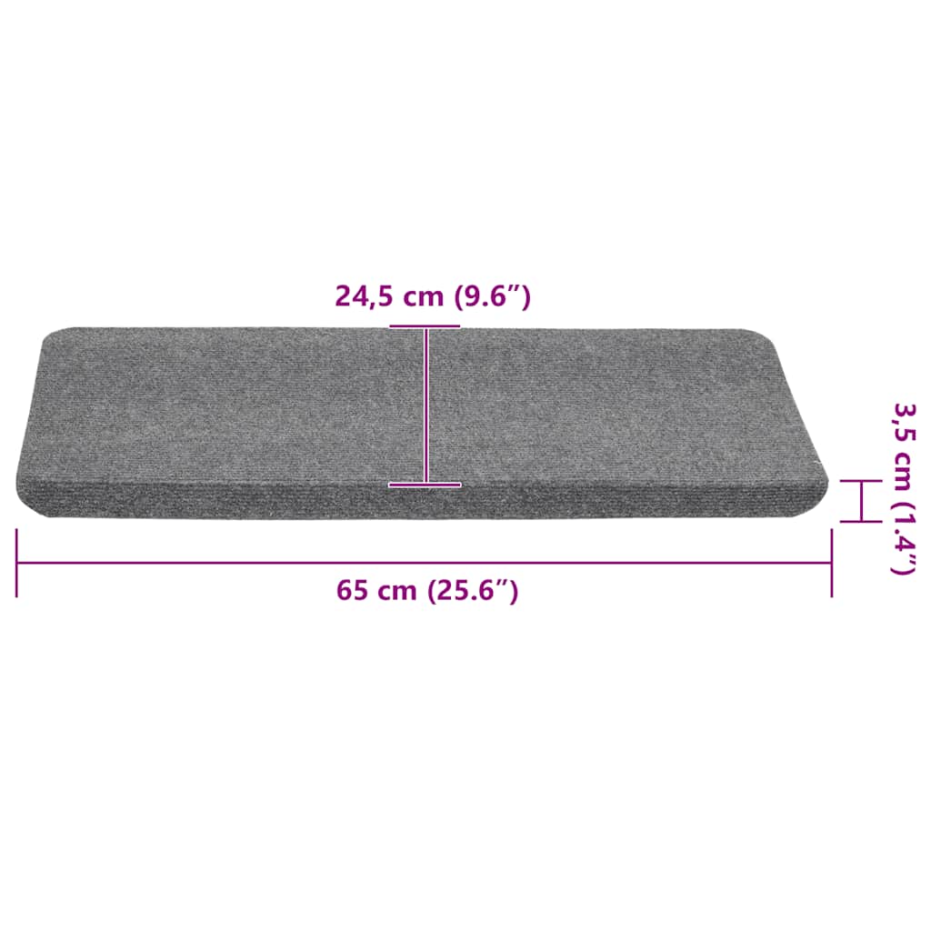 Tapetes de escada adesivos 30 pcs 65x24,5x3,5 cm cinzento