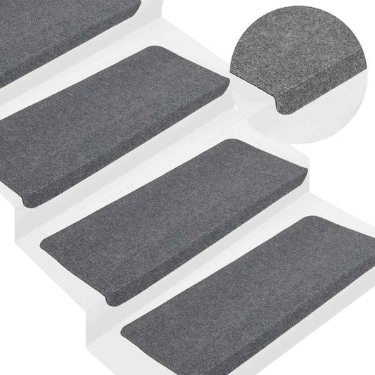 Tapetes de escada adesivos 30 pcs 65x24,5x3,5 cm cinzento