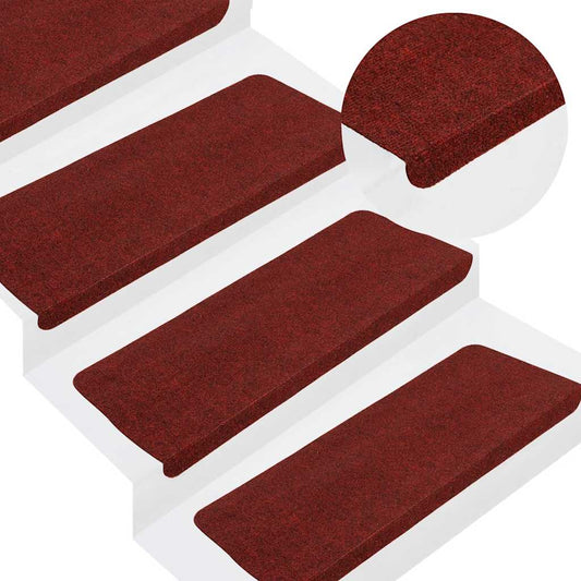 Tapetes de escada adesivos 30 pcs 65x24,5x3,5 cm vermelho