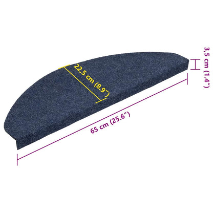 Tapetes de escada adesivos 30 pcs 65x22,5x3,5 cm azul