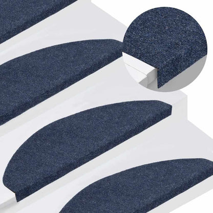 Tapetes de escada adesivos 30 pcs 65x22,5x3,5 cm azul