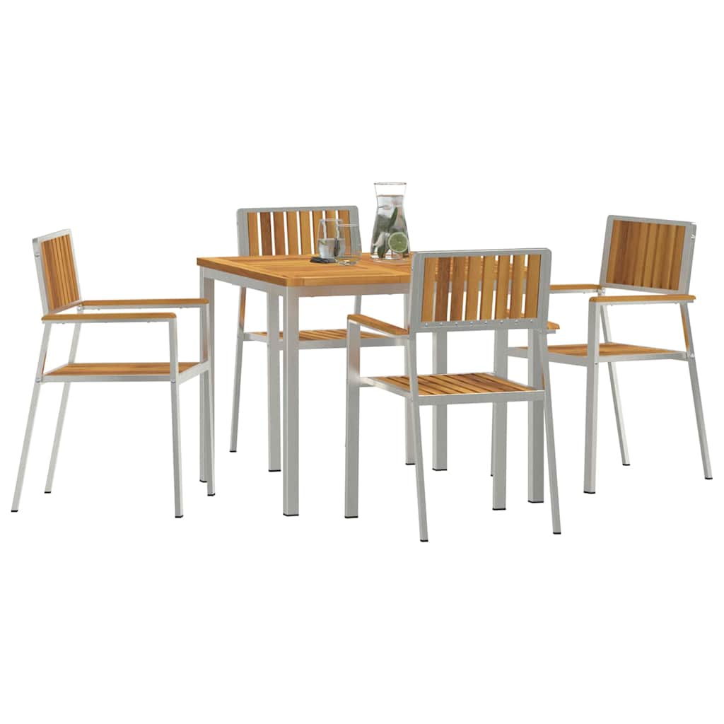 Conjunto de Jantar para Exterior 5 pcs Madeira Sólida de Acácia