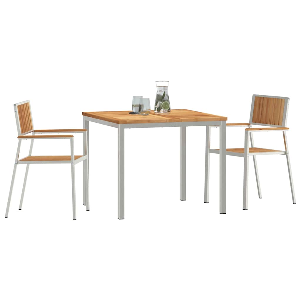 Conjunto de Jantar para Exterior 3 pcs Madeira de Teca Sólida