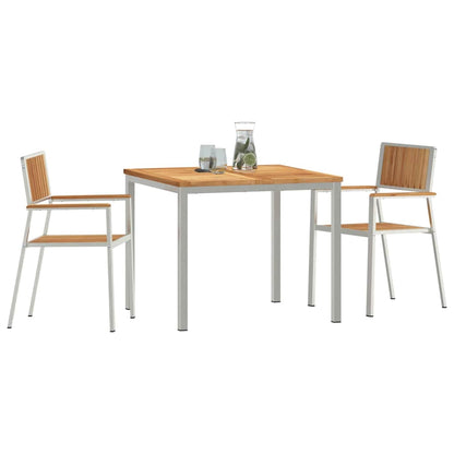 Conjunto de Jantar para Exterior 3 pcs Madeira de Teca Sólida