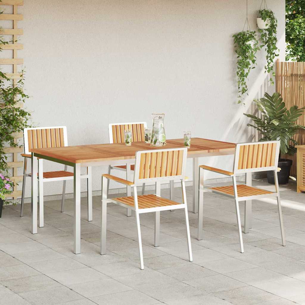Conjunto de Jantar para Exterior 5 pcs Madeira de Teca Sólida