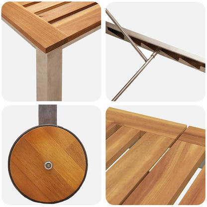 Camas de Sol 2pcs com Mesa 3 pcs Madeira de Acácia Sólida