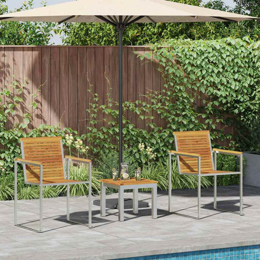EspreguiçadeiraparaSol 3 pcs Castanho Madeira de acácia sólida