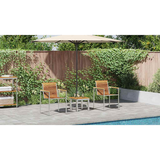EspreguiçadeiraparaSol 3 pcs Castanho Madeira de teca sólida