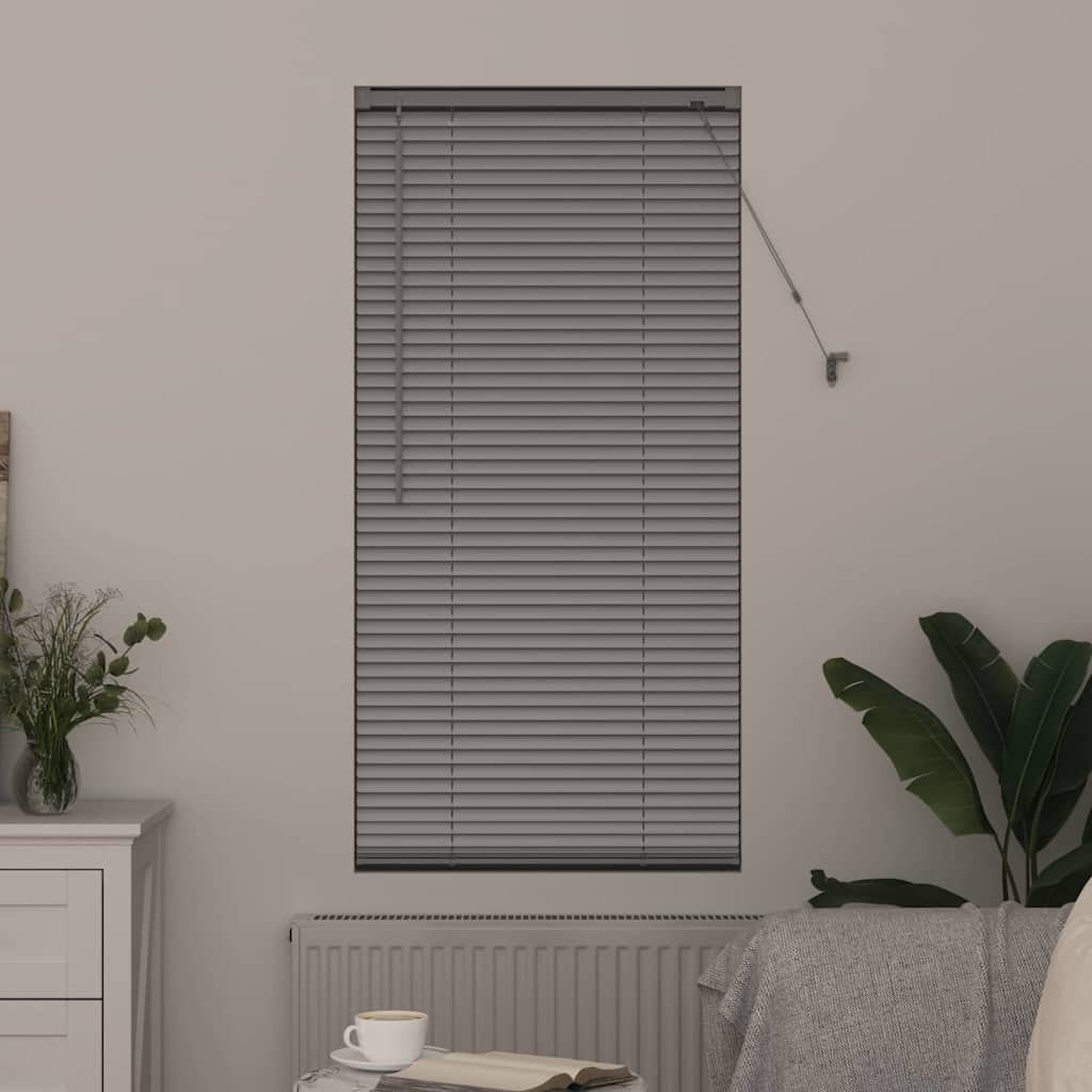 Persiana de Janela com cortinas Manual Prateado Alumínio