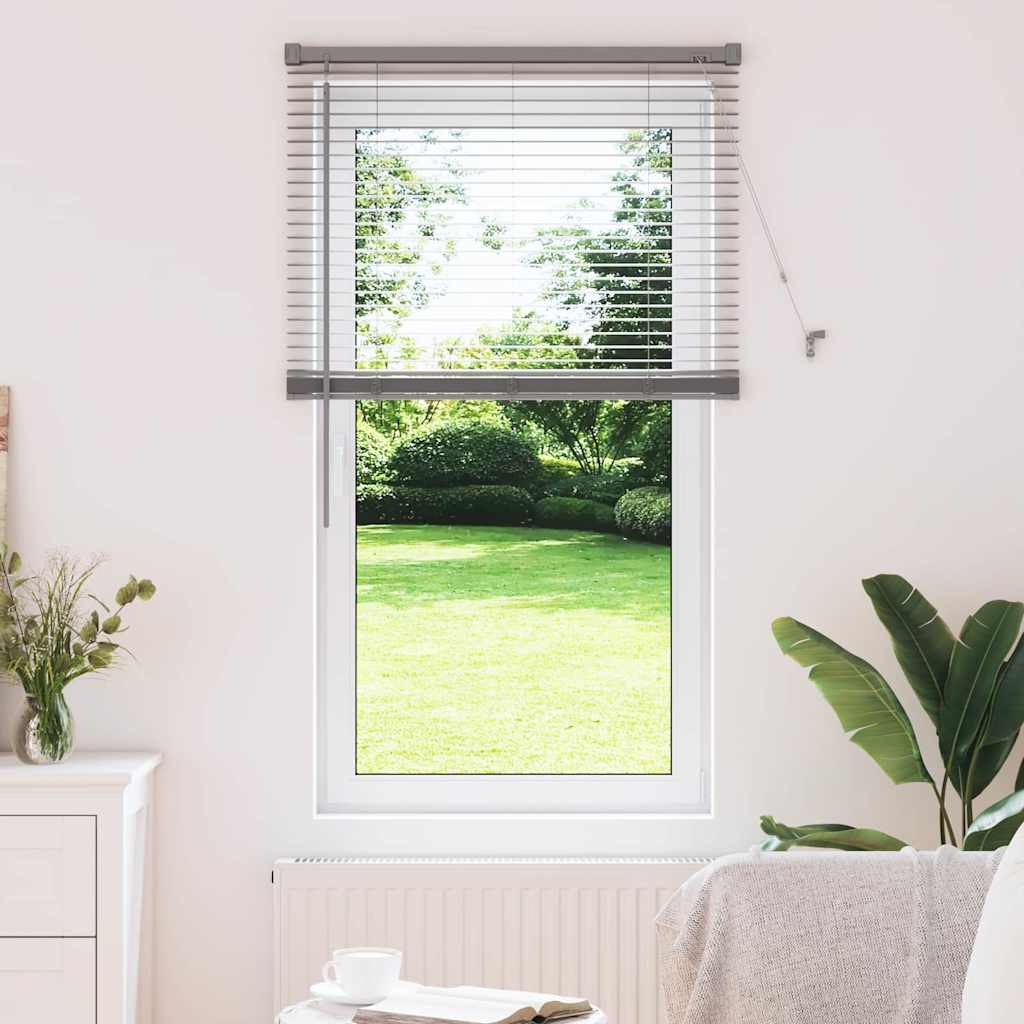 Persiana de Janela com cortinas Manual Prateado Alumínio
