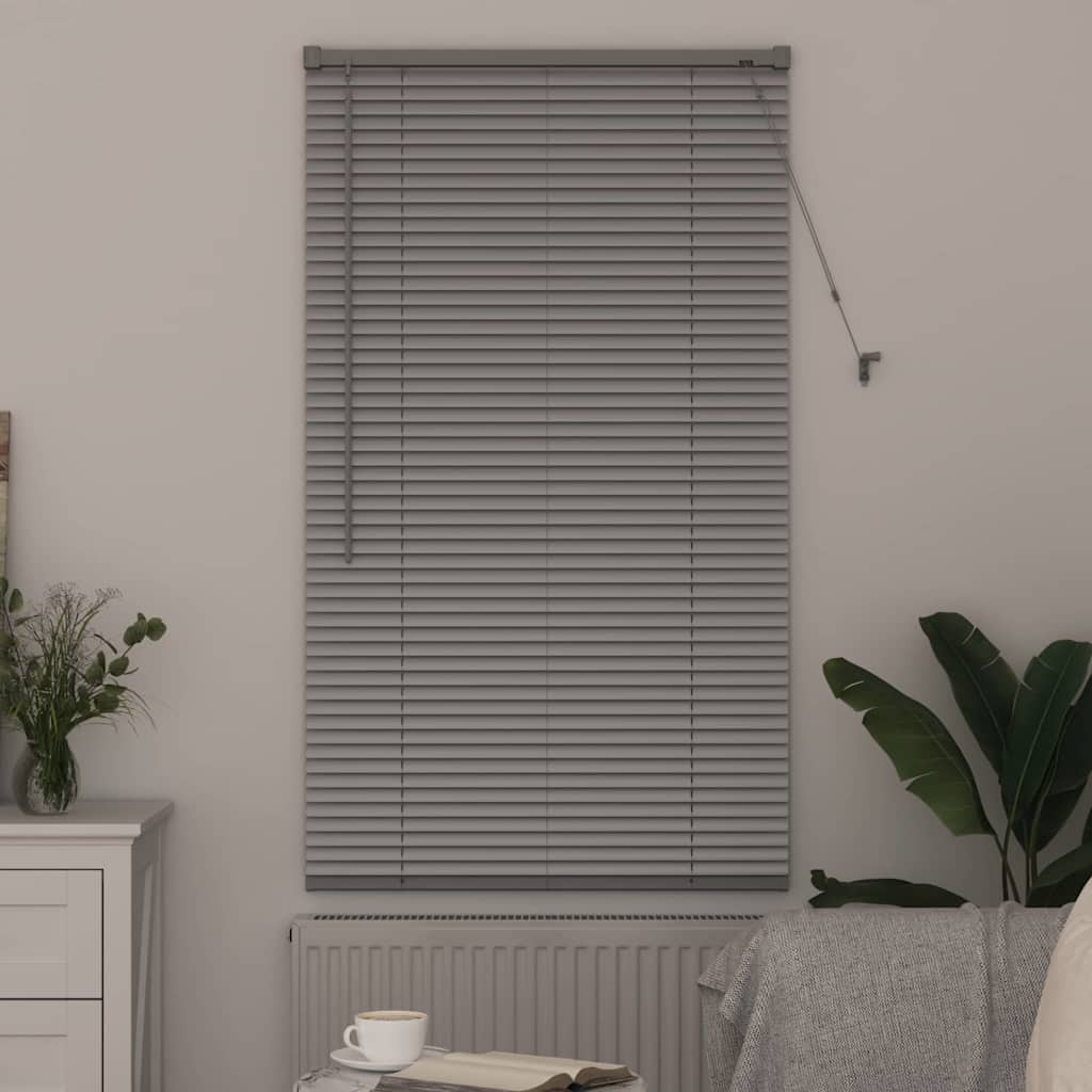 Persiana de Janela com cortinas Manual Prateado Alumínio