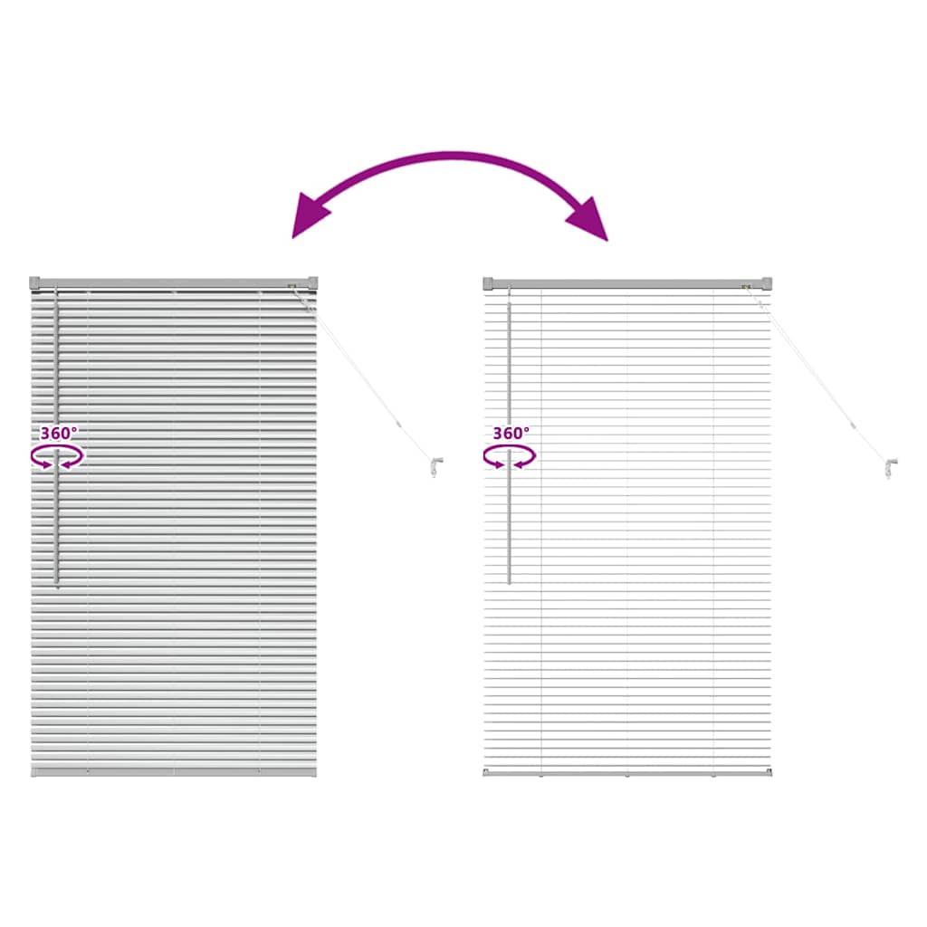 Persiana de Janela com cortinas Manual Prateado Alumínio