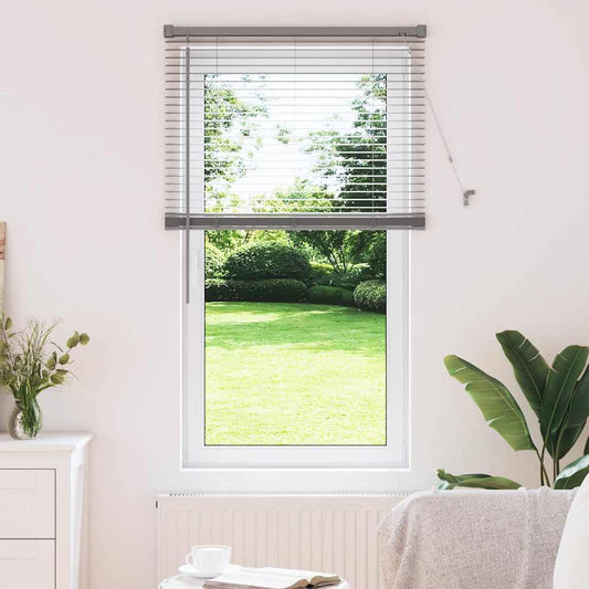 Persiana de Janela com cortinas Manual Prateado Alumínio