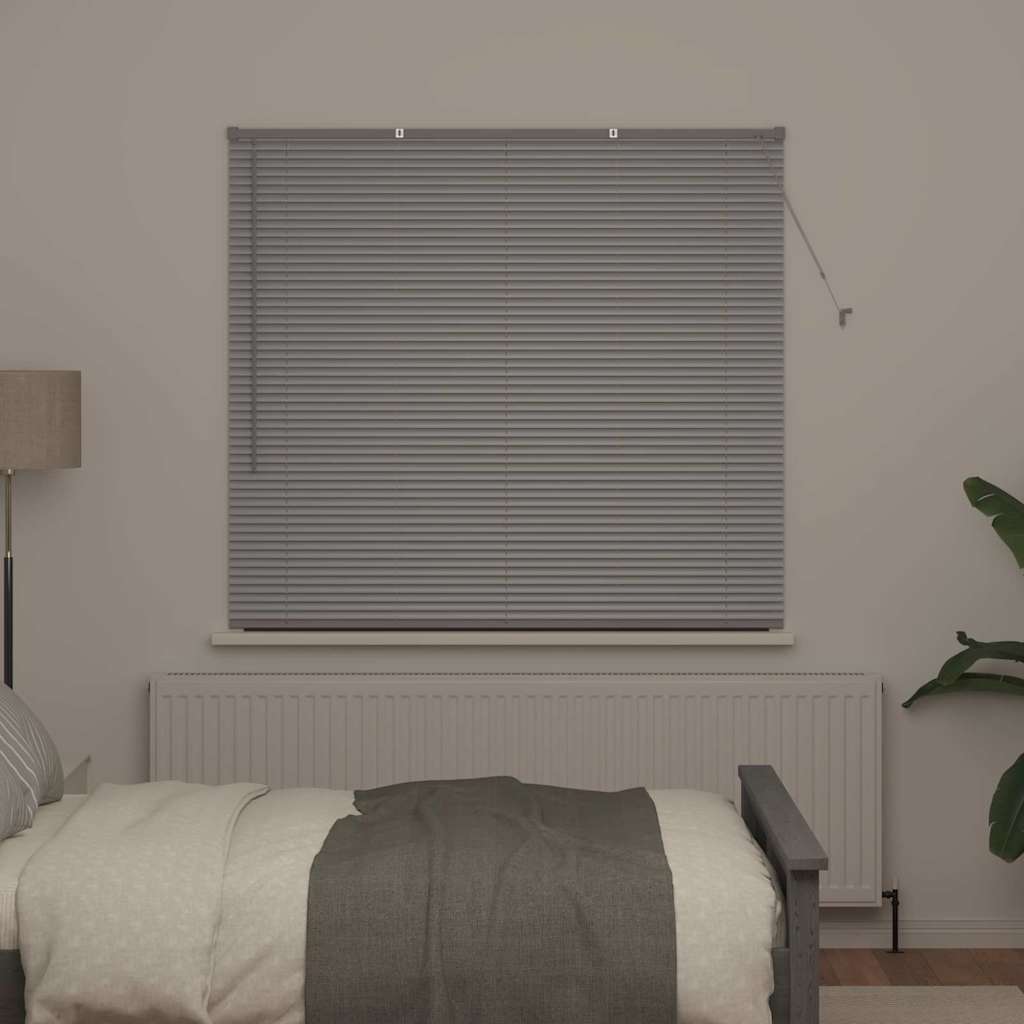 Persiana de Janela com cortinas Manual Prateado Alumínio