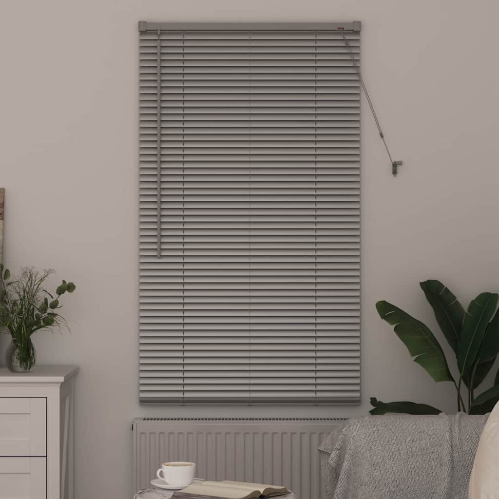 Persiana de Janela com cortinas Manual Prateado Alumínio