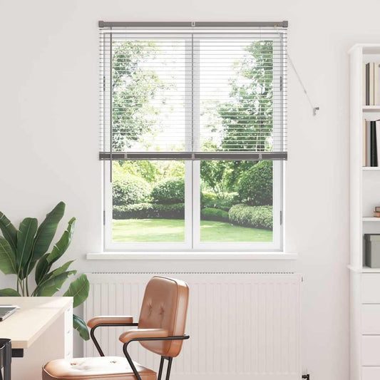 Persiana de Janela com cortinas Manual Prateado Alumínio