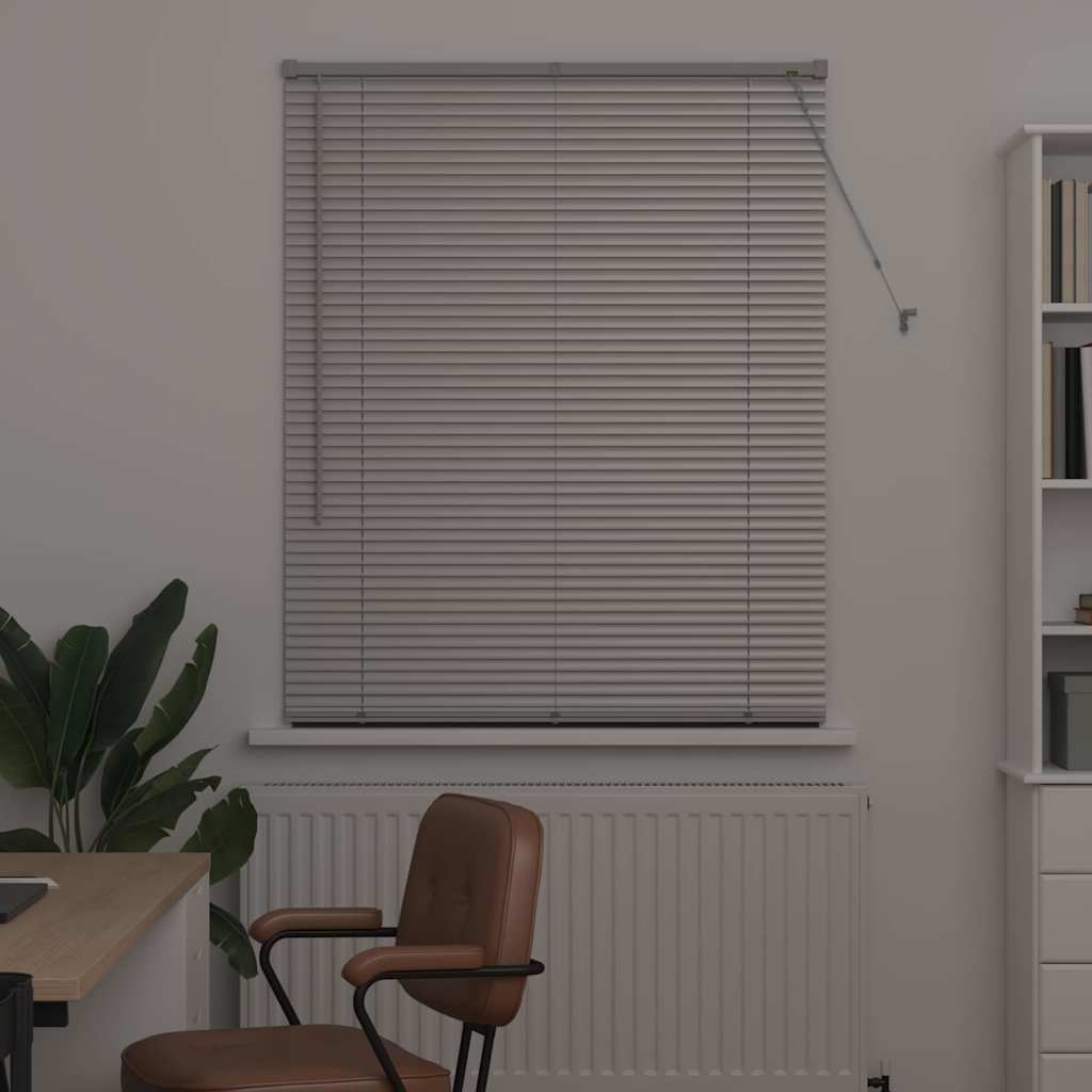 Persiana de Janela com cortinas Manual Prateado Alumínio