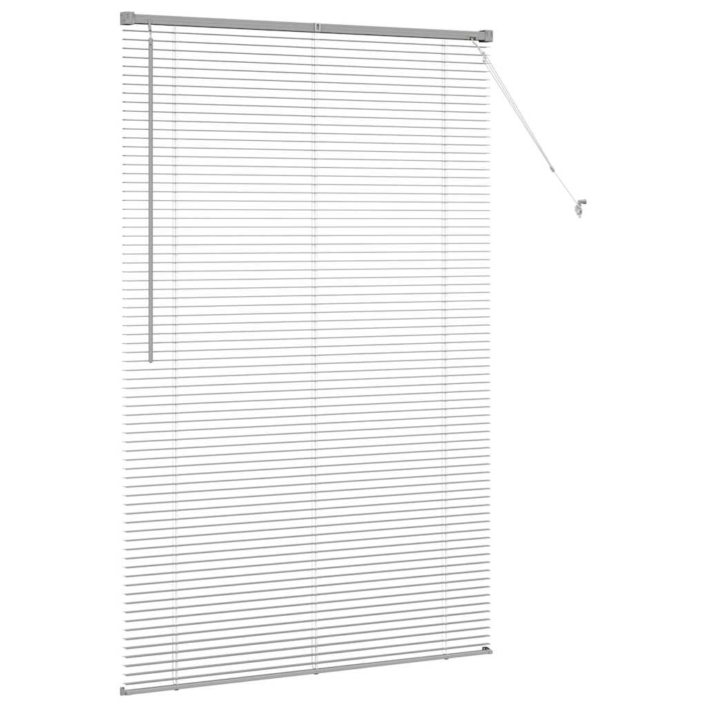 Persiana de Janela com cortinas Manual Prateado Alumínio