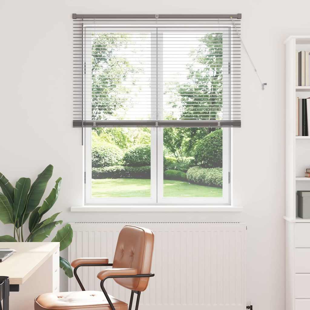 Persiana de Janela com cortinas Manual Prateado Alumínio
