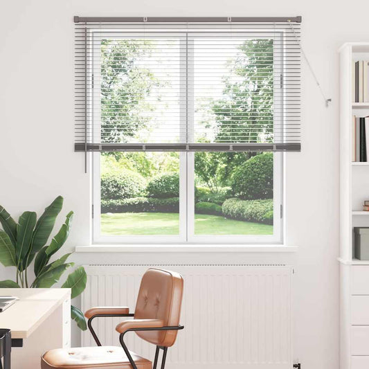 Persiana de Janela com cortinas Manual Prateado Alumínio