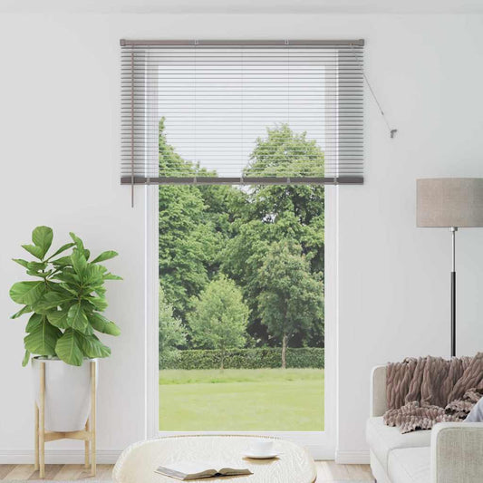Persiana de Janela com cortinas Manual Prateado Alumínio