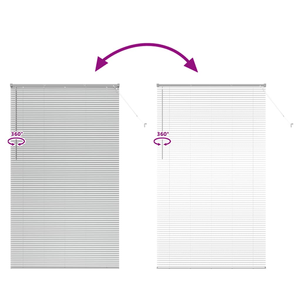 Persiana de Janela com cortinas Manual Prateado Alumínio
