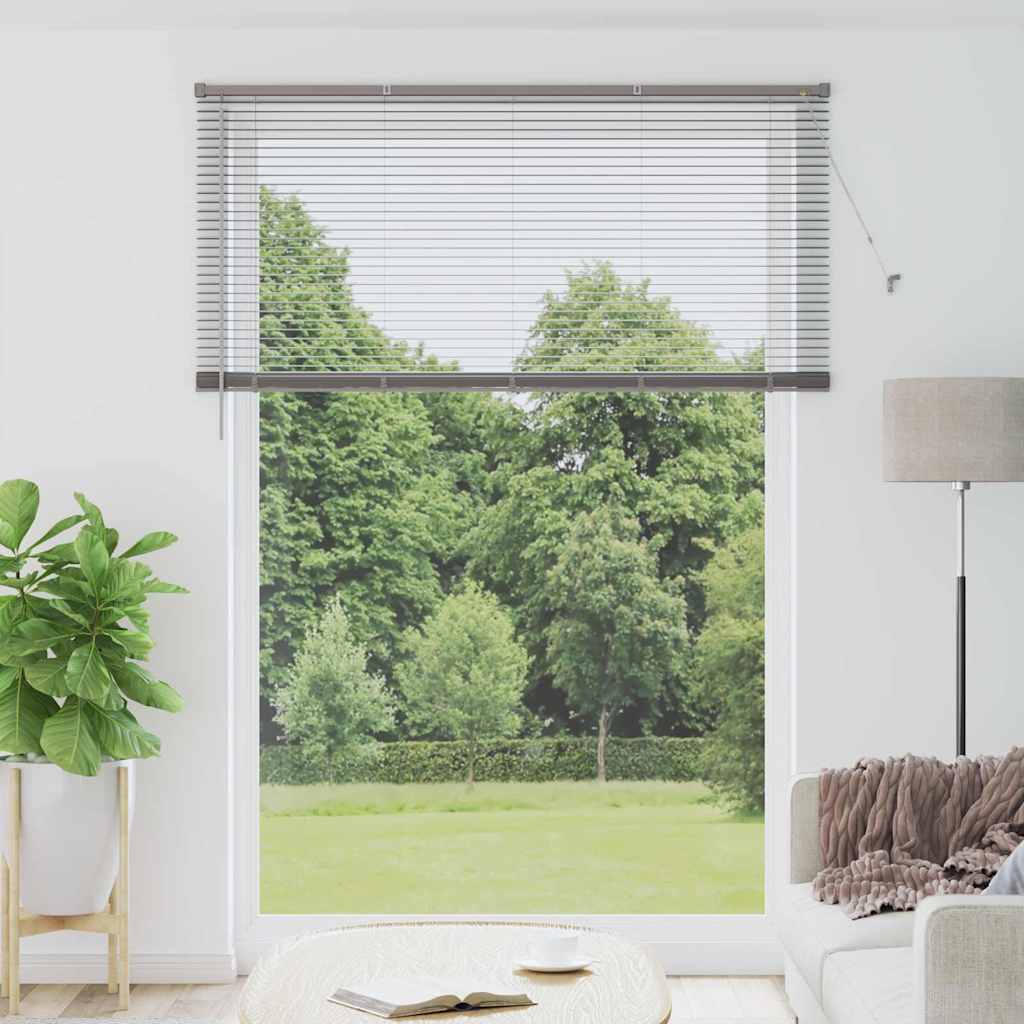 Persiana de Janela com cortinas Manual Prateado Alumínio