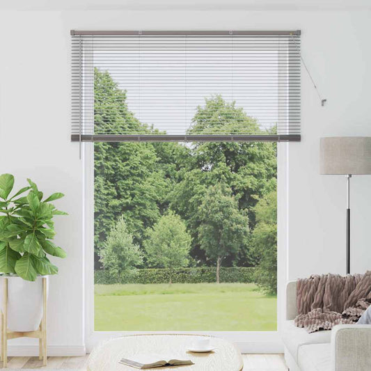Persiana de Janela com cortinas Manual Prateado Alumínio