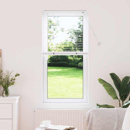 Persiana de Janela com cortinas Manual Branco Alumínio
