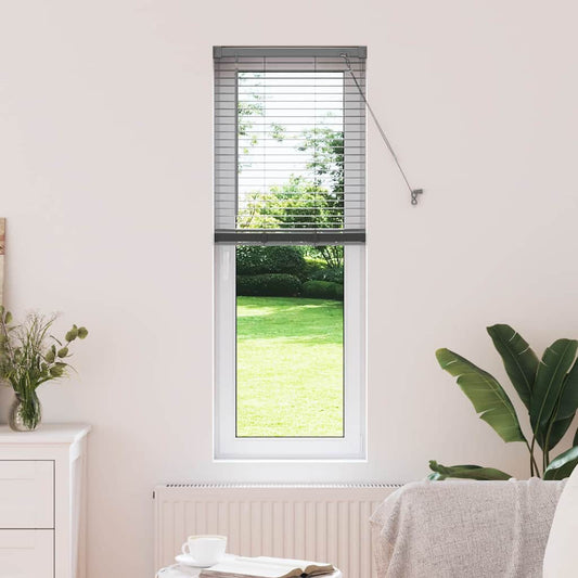 Persiana de Janela com cortinas Manual Cinzento escuro Alumínio
