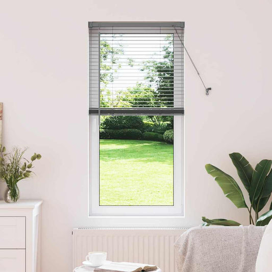 Persiana de Janela com cortinas Manual Cinzento escuro Alumínio