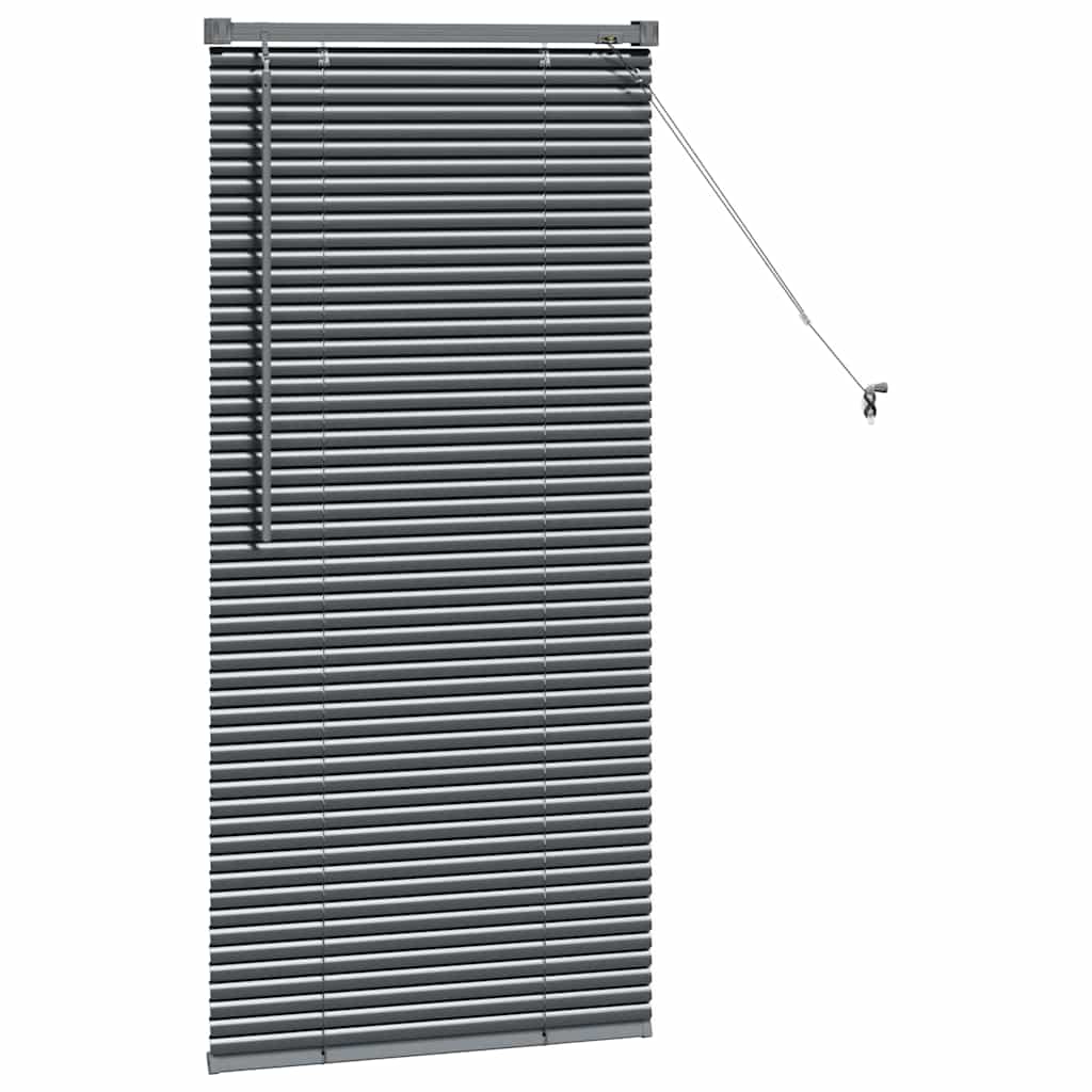 Persiana de Janela com cortinas Manual Cinzento escuro Alumínio