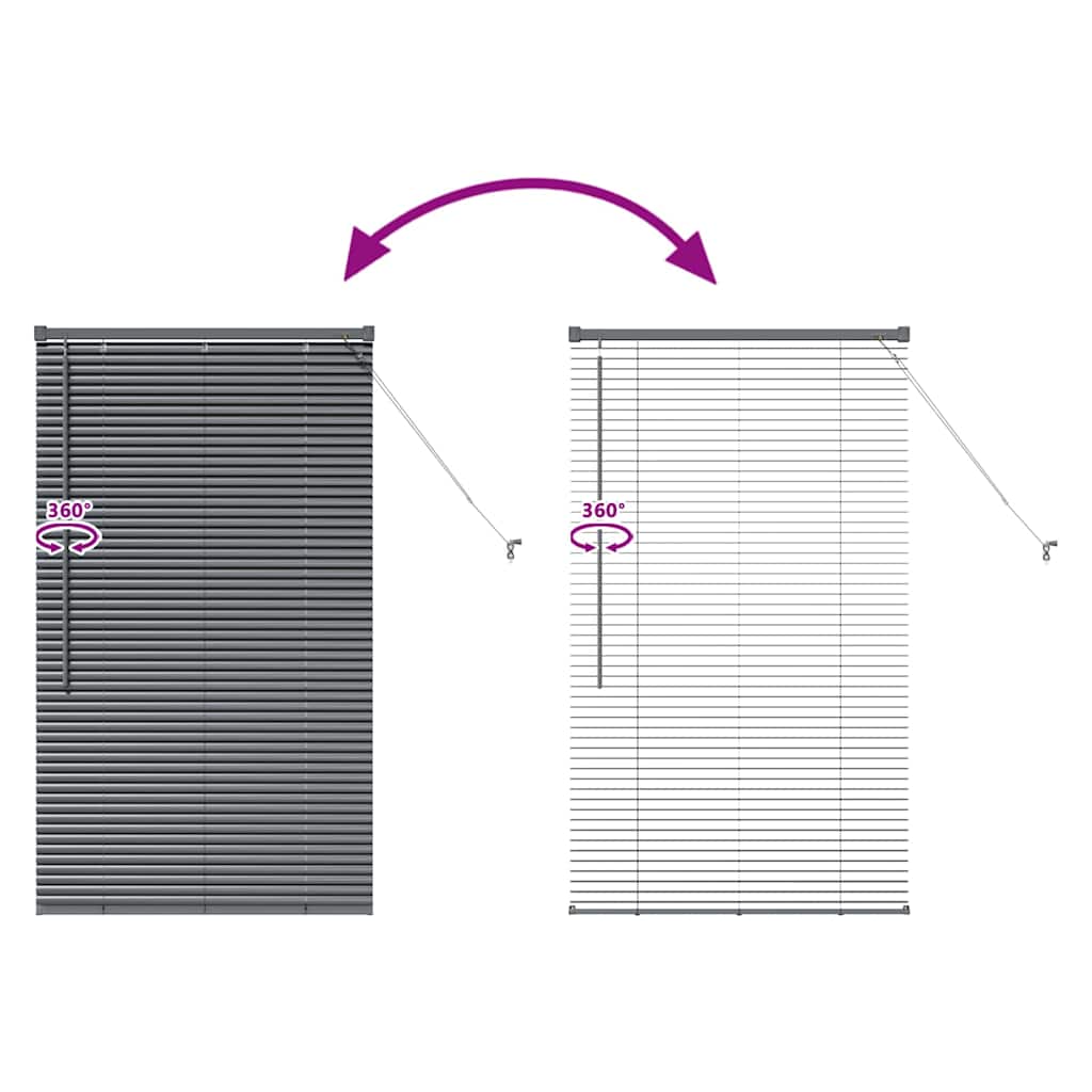 Persiana de Janela com cortinas Manual Cinzento escuro Alumínio