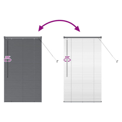 Persiana de Janela com cortinas Manual Cinzento escuro Alumínio