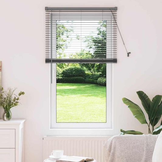 Persiana de Janela com cortinas Manual Cinzento escuro Alumínio