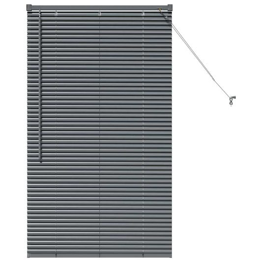 Persiana de Janela com cortinas Manual Cinzento escuro Alumínio