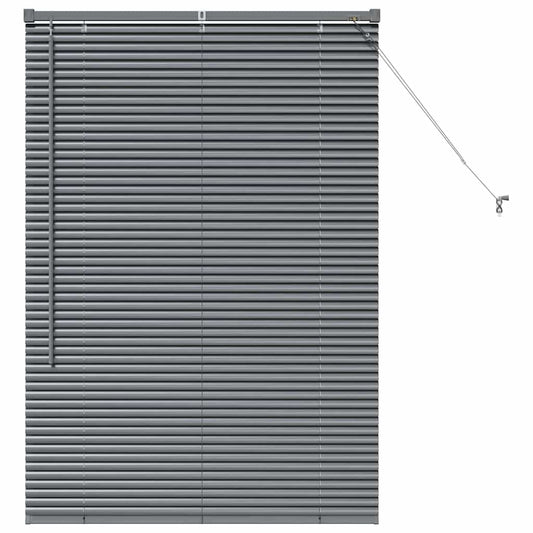 Persiana de Janela com cortinas Manual Cinzento escuro Alumínio